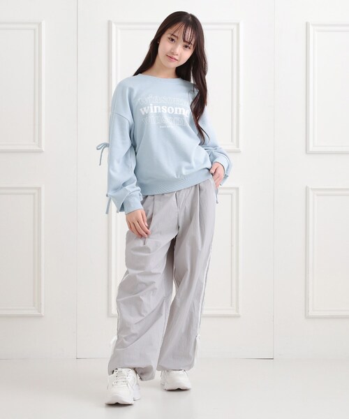 PINK-latte(ピンクラテ)の「ミニ裏毛リボンプルオーバー(Tシャツ/カットソー・キッズ・ベビーピンク/アイボリー/ブラック/ライトブルー・16/15 /14/13)」の21枚目の写真