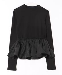 STYLEBLOCK（スタイルブロック）の「ワイドリブ×タフタペプラムトップス（Tシャツ/カットソー）」