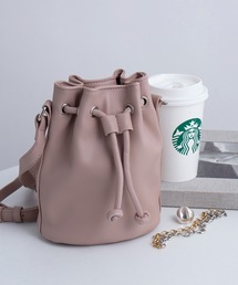 【MAGASIN DE MODE Chou Chou】エコレザーミニドローストリングバッグ ショルダーバッグ 　巾着バッグ　SNB