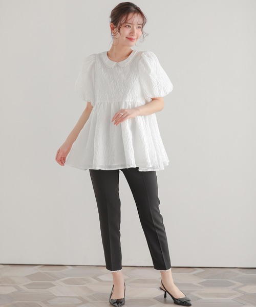 パール襟ジャガードペプラムトップス（その他トップス）｜Fit