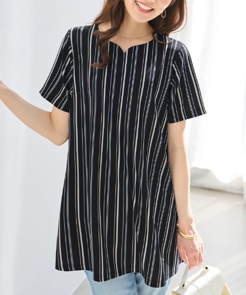 alotta(アロッタ)の「ロングフレアーTシャツチュニック(チュニック・レディース・ブラック/ロイヤルブルー/ネイビー/ピンク/ブラック系その他/モカ/ネイビー系・4L/3L/5L/LL/L/M)」の14枚目の写真