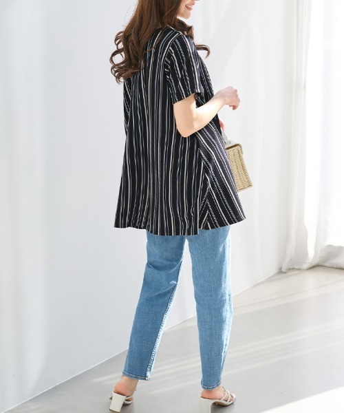 alotta(アロッタ)の「ロングフレアーTシャツチュニック(チュニック・レディース・ブラック/ロイヤルブルー/ネイビー/ピンク/ブラック系その他/モカ/ネイビー系・4L/3L/5L/LL/L/M)」の17枚目の写真