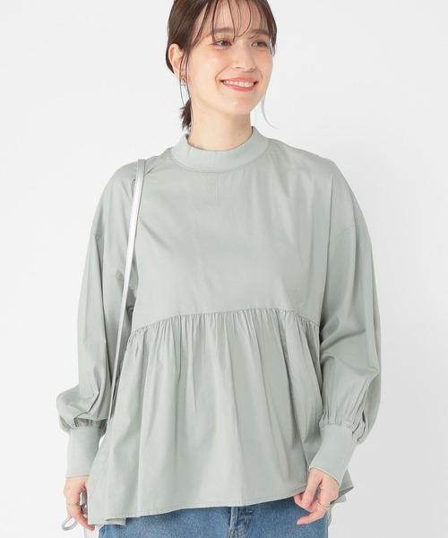 studio CLIP(スタディオクリップ)の「リブモック切り替えフレアブラウス(シャツ/ブラウス・レディース・オフホワイト/オリーブ/ライトグレー・FREE)」の3枚目の写真
