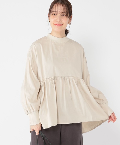 studio CLIP(スタディオクリップ)の「リブモック切り替えフレアブラウス(シャツ/ブラウス・レディース・オフホワイト/オリーブ/ライトグレー・FREE)」の4枚目の写真