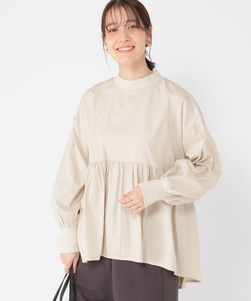 studio CLIP(スタディオクリップ)の「リブモック切り替えフレアブラウス(シャツ/ブラウス・レディース・オフホワイト/オリーブ/ライトグレー・FREE)」の5枚目の写真