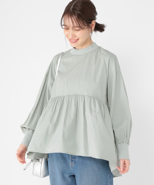 studio CLIP(スタディオクリップ)の「リブモック切り替えフレアブラウス(シャツ/ブラウス・レディース・オフホワイト/オリーブ/ライトグレー・FREE)」の11枚目の写真