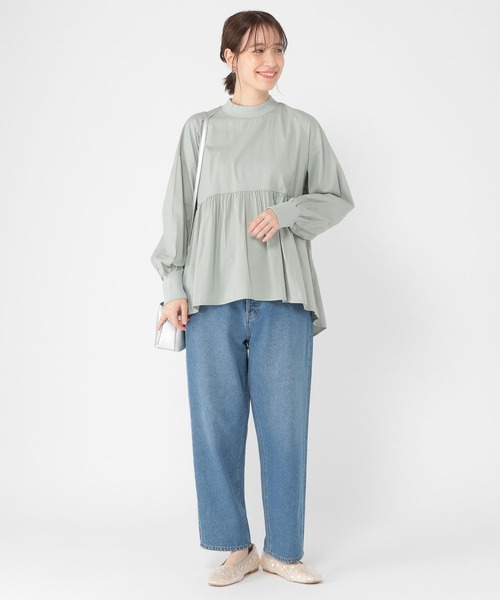 studio CLIP(スタディオクリップ)の「リブモック切り替えフレアブラウス(シャツ/ブラウス・レディース・オフホワイト/オリーブ/ライトグレー・FREE)」の14枚目の写真