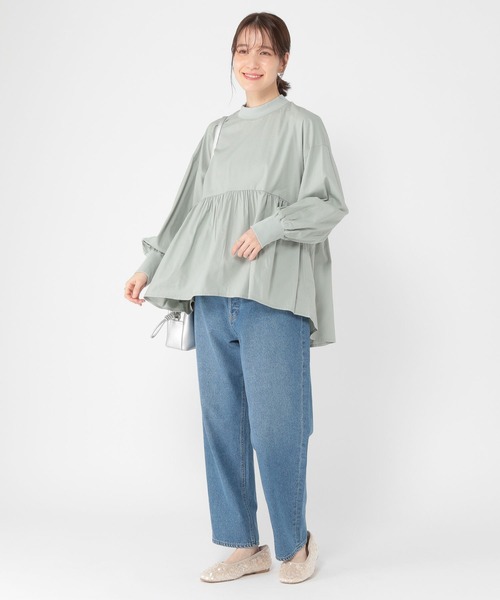 studio CLIP(スタディオクリップ)の「リブモック切り替えフレアブラウス(シャツ/ブラウス・レディース・オフホワイト/オリーブ/ライトグレー・FREE)」の15枚目の写真