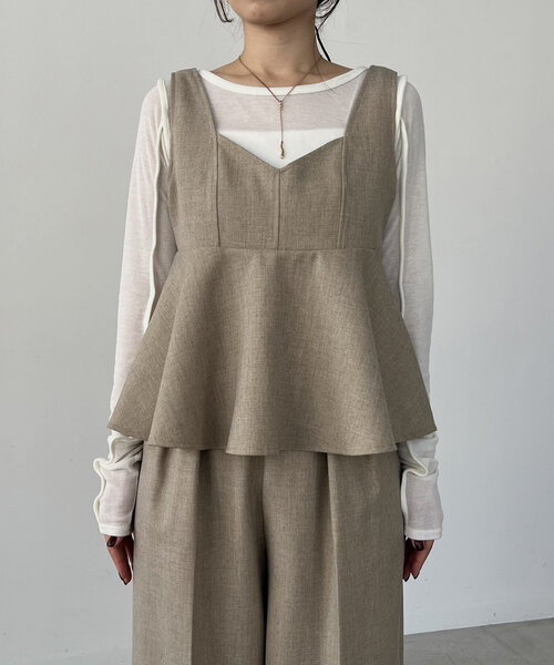 CAPRICIEUX LE'MAGE（カプリシューレマージュ）の「【C.L】【セットアップ対応】ペプラムトップス（シャツ/ブラウス・レディース・ブラック/ベージュ・FREE）」の13枚目の写真