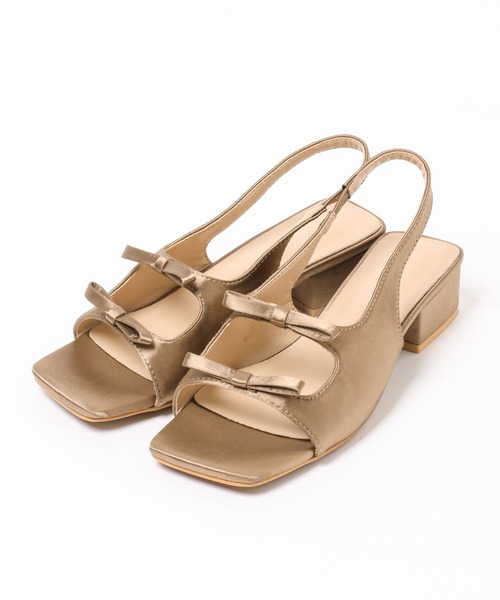 mysty woman（ミスティウーマン）の「ダブルリボンサテンミュール  323424（サンダル・レディース・ブラック/モカ・LARGE/MEDIUM）」の9枚目の写真