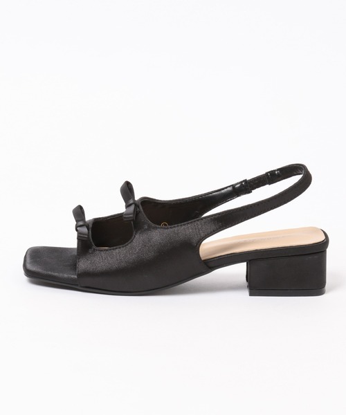 mysty woman（ミスティウーマン）の「ダブルリボンサテンミュール  323424（サンダル・レディース・ブラック/モカ・LARGE/MEDIUM）」の11枚目の写真