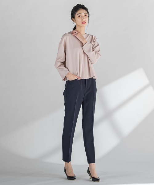 ラエフ（la．f．．．）/ダブルクロステーパードパンツ≪洗濯機で洗える≫ セール】ダブルクロステーパードパンツ≪洗濯機で洗える≫（スラックス