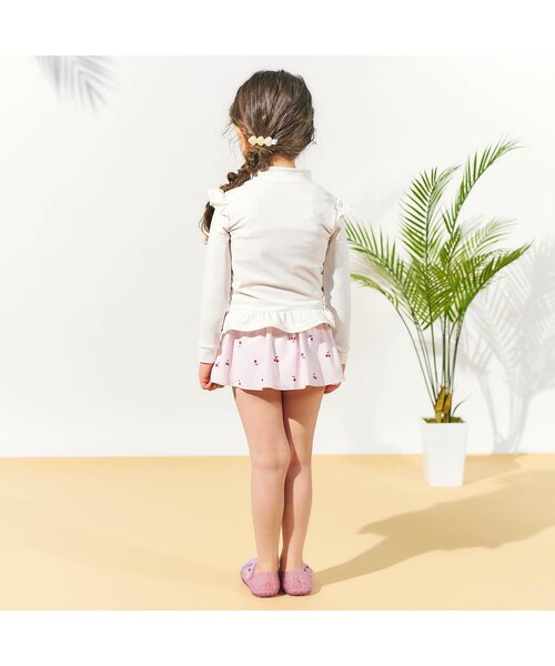 apres les cours（アプレレクール）の「【UVカット/ジュニア対応】肩フリルラッシュガード（ラッシュガード・キッズ・アイボリー/ピンク・80/90/100/110/120/130/140）」の17枚目の写真