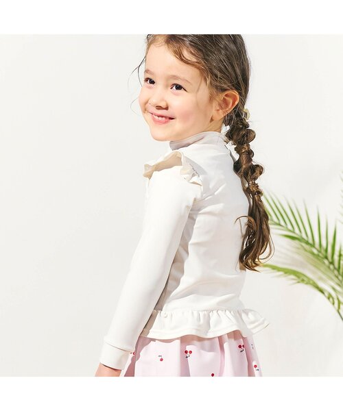 apres les cours（アプレレクール）の「【UVカット/ジュニア対応】肩フリルラッシュガード（ラッシュガード・キッズ・アイボリー/ピンク・80/90/100/110/120/130/140）」の18枚目の写真