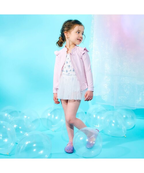 apres les cours（アプレレクール）の「【UVカット/ジュニア対応】肩フリルラッシュガード（ラッシュガード・キッズ・アイボリー/ピンク・80/90/100/110/120/130/140）」の19枚目の写真