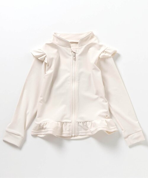 apres les cours（アプレレクール）の「【UVカット/ジュニア対応】肩フリルラッシュガード（ラッシュガード・キッズ・アイボリー/ピンク・80/90/100/110/120/130/140）」の8枚目の写真