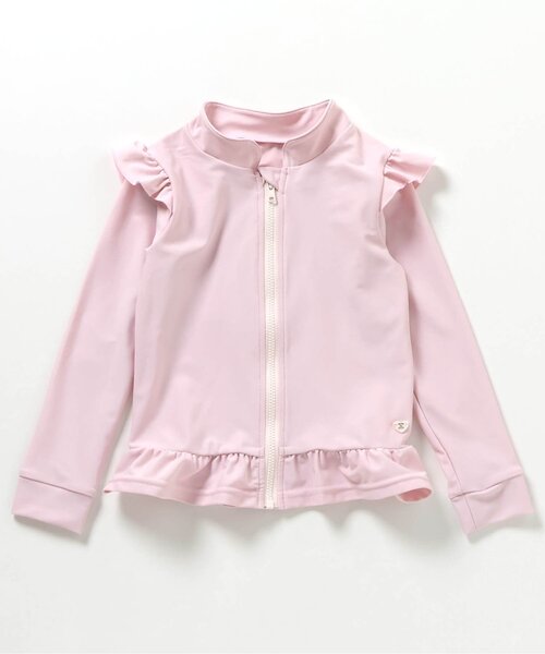 apres les cours（アプレレクール）の「【UVカット/ジュニア対応】肩フリルラッシュガード（ラッシュガード・キッズ・アイボリー/ピンク・80/90/100/110/120/130/140）」の9枚目の写真