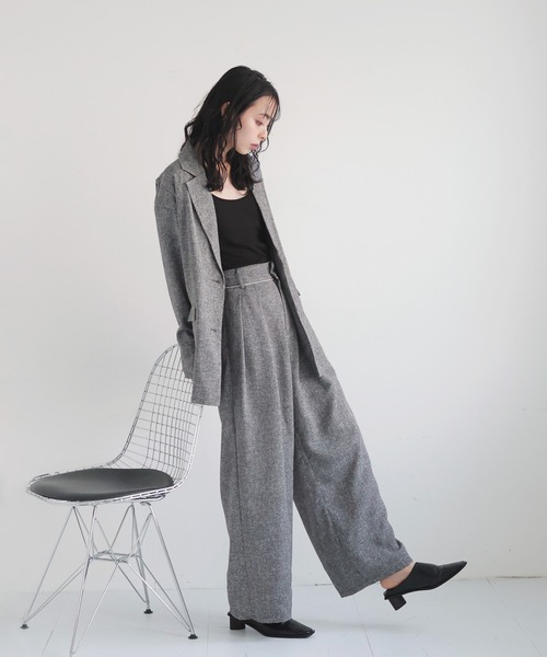 LIAN（リアン）の「サマーツイードタックパンツ【入荷禁止】（スラックス・レディース・ブラウン/アイボリー/ブラック/グレー・FREE）」の8枚目の写真
