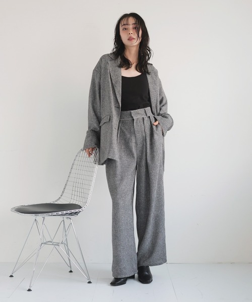 LIAN（リアン）の「サマーツイードタックパンツ【入荷禁止】（スラックス・レディース・ブラウン/アイボリー/ブラック/グレー・FREE）」の9枚目の写真