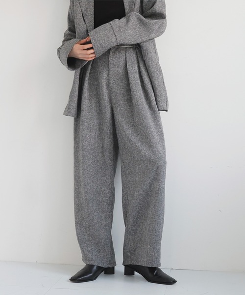 LIAN（リアン）の「サマーツイードタックパンツ【入荷禁止】（スラックス・レディース・ブラウン/アイボリー/ブラック/グレー・FREE）」の10枚目の写真