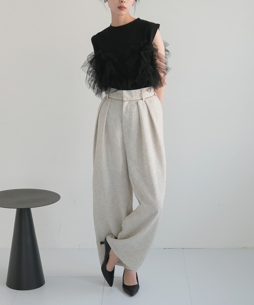 セール】サマーツイードタックパンツ（スラックス）｜LIAN