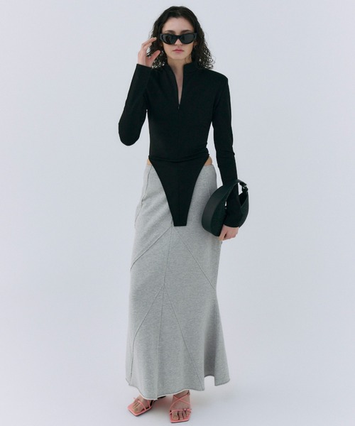 JOSE MOON（ジョゼムーン）の「SEAM SLIM ZIP TOP/シームスリムジップトップ（Tシャツ/カットソー・レディース・ブラック/ホワイト・FREE）」の19枚目の写真