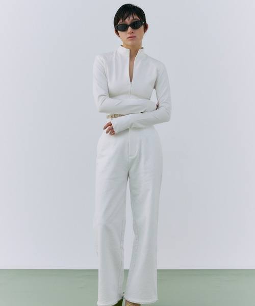 JOSE MOON（ジョゼムーン）の「SEAM SLIM ZIP TOP/シームスリムジップトップ（Tシャツ/カットソー・レディース・ブラック/ホワイト・FREE）」の16枚目の写真