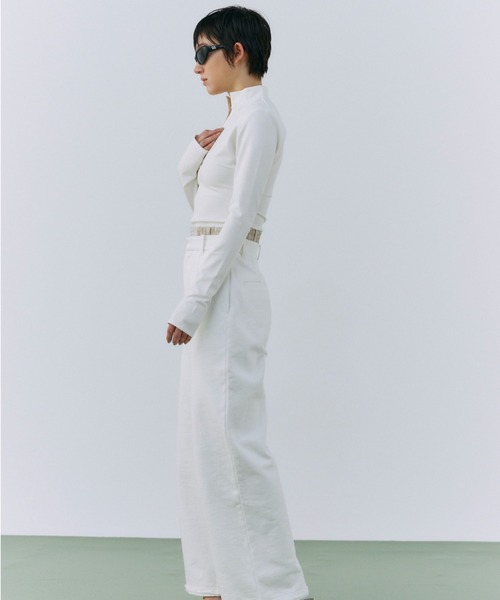 JOSE MOON（ジョゼムーン）の「SEAM SLIM ZIP TOP/シームスリムジップトップ（Tシャツ/カットソー・レディース・ブラック/ホワイト・FREE）」の17枚目の写真