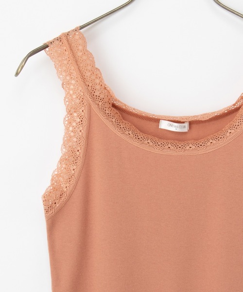 Honeys（ハニーズ）の「【ＵＶカット・吸水速乾】テレコレースタンク（キャミソール・レディース・サックスブルー/ブラック/オフホワイト/イエロー/モカ/コーラルピンク・L/M/LL/S）」の12枚目の写真