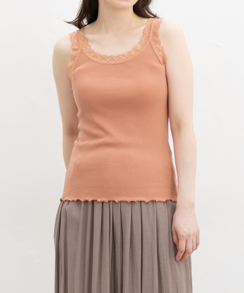 Honeys（ハニーズ）の「【ＵＶカット・吸水速乾】テレコレースタンク（キャミソール・レディース・サックスブルー/ブラック/オフホワイト/イエロー/モカ/コーラルピンク・L/M/LL/S）」の11枚目の写真