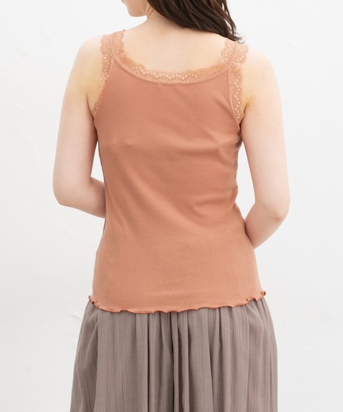 Honeys（ハニーズ）の「【ＵＶカット・吸水速乾】テレコレースタンク（キャミソール・レディース・サックスブルー/ブラック/オフホワイト/イエロー/モカ/コーラルピンク・L/M/LL/S）」の9枚目の写真