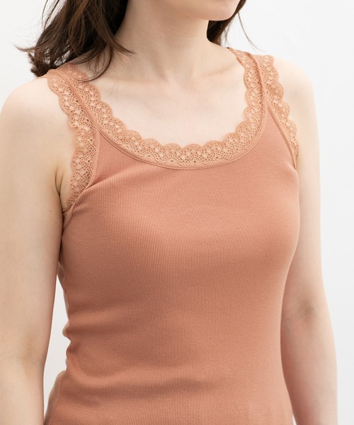 Honeys（ハニーズ）の「【ＵＶカット・吸水速乾】テレコレースタンク（キャミソール・レディース・サックスブルー/ブラック/オフホワイト/イエロー/モカ/コーラルピンク・L/M/LL/S）」の20枚目の写真