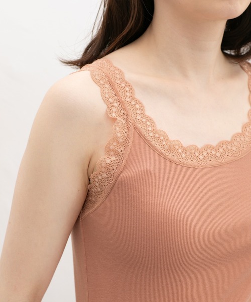 Honeys（ハニーズ）の「【ＵＶカット・吸水速乾】テレコレースタンク（キャミソール・レディース・サックスブルー/ブラック/オフホワイト/イエロー/モカ/コーラルピンク・L/M/LL/S）」の18枚目の写真