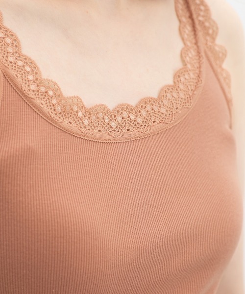 Honeys（ハニーズ）の「【ＵＶカット・吸水速乾】テレコレースタンク（キャミソール・レディース・サックスブルー/ブラック/オフホワイト/イエロー/モカ/コーラルピンク・L/M/LL/S）」の16枚目の写真