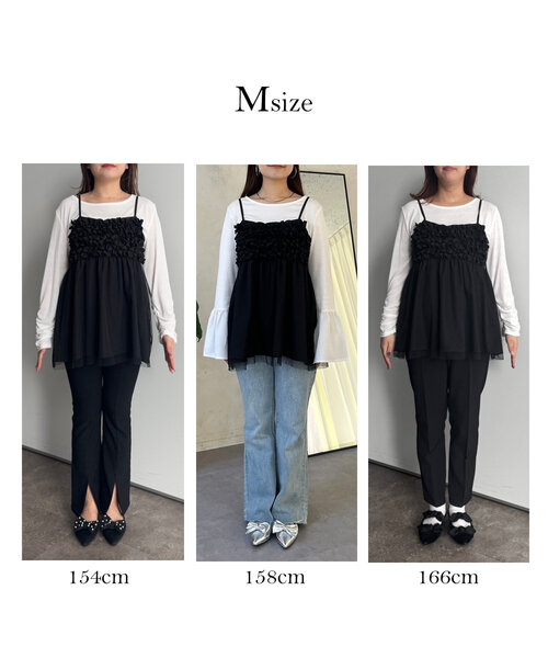 prose verse(プロズヴェール)の「ギャザーフリルチュールレイヤードビスチェ(キャミソール・レディース・ブラック・LARGE/MEDIUM)」の2枚目の写真