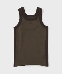 タンクトップ（ブラウン/茶色系・ワンポイント）ファッション通販