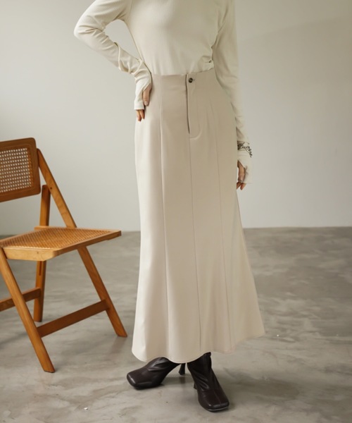 CIEL'AIR(シエルエアー)の「High Waist Mermaid Skirt(スカート・レディース・ベージュ/グレー・LARGE/MEDIUM)」の2枚目の写真