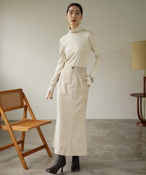 CIEL'AIR(シエルエアー)の「High Waist Mermaid Skirt(スカート・レディース・ベージュ/グレー・LARGE/MEDIUM)」の4枚目の写真