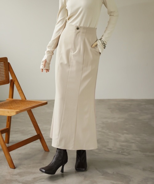 CIEL'AIR(シエルエアー)の「High Waist Mermaid Skirt(スカート・レディース・ベージュ/グレー・LARGE/MEDIUM)」の3枚目の写真