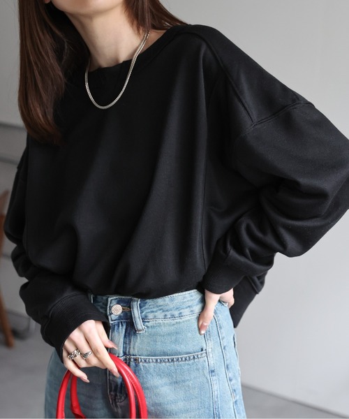 CREARE -LINO-（クレアーレリノ）の「＜レディース商品＞切り替えデザインスウェット（Tシャツ/カットソー・レディース・ベージュ/ホワイト/ピンク/ブラック/グレー/チャコールグレー・FREE）」の3枚目の写真