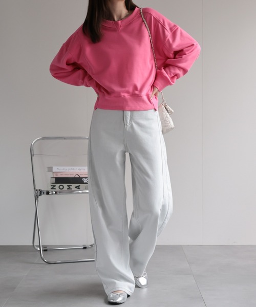 CREARE -LINO-（クレアーレリノ）の「＜レディース商品＞切り替えデザインスウェット（Tシャツ/カットソー・レディース・ベージュ/ホワイト/ピンク/ブラック/グレー/チャコールグレー・FREE）」の10枚目の写真