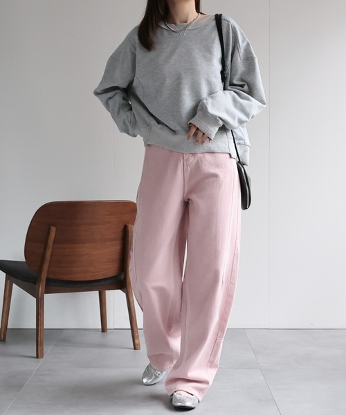 CREARE -LINO-（クレアーレリノ）の「＜レディース商品＞切り替えデザインスウェット（Tシャツ/カットソー・レディース・ベージュ/ホワイト/ピンク/ブラック/グレー/チャコールグレー・FREE）」の12枚目の写真