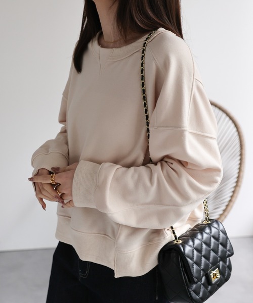 CREARE -LINO-（クレアーレリノ）の「＜レディース商品＞切り替えデザインスウェット（Tシャツ/カットソー・レディース・ベージュ/ホワイト/ピンク/ブラック/グレー/チャコールグレー・FREE）」の14枚目の写真