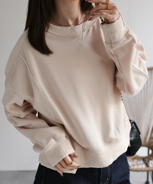 CREARE -LINO-（クレアーレリノ）の「＜レディース商品＞切り替えデザインスウェット（Tシャツ/カットソー・レディース・ベージュ/ホワイト/ピンク/ブラック/グレー/チャコールグレー・FREE）」の15枚目の写真