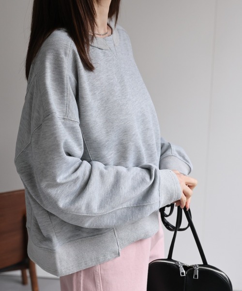 CREARE -LINO-（クレアーレリノ）の「＜レディース商品＞切り替えデザインスウェット（Tシャツ/カットソー・レディース・ベージュ/ホワイト/ピンク/ブラック/グレー/チャコールグレー・FREE）」の8枚目の写真