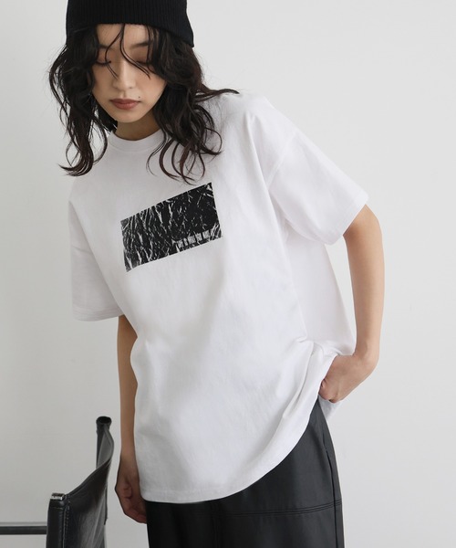 セール】【数量限定アイテム】シルバーヴィンテージ箔プリントTシャツ