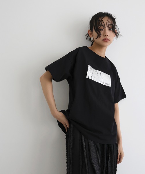 ハートフリンジTシャツ　黒×黒 Comme Des Garçons Play ハートプリント Tシャツ | ブラック