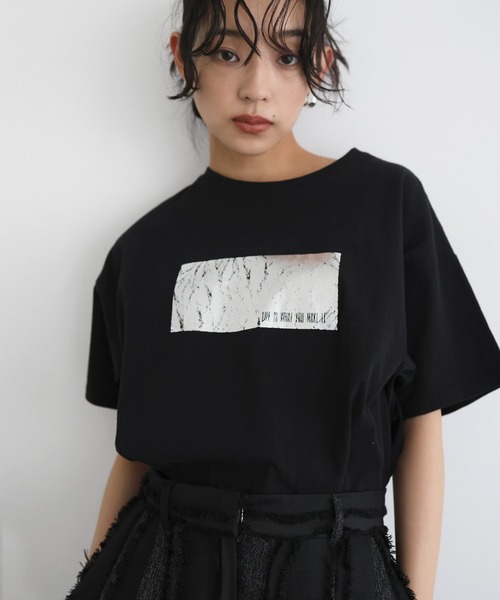 セール】シルバーヴィンテージ箔プリントTシャツ（Tシャツ