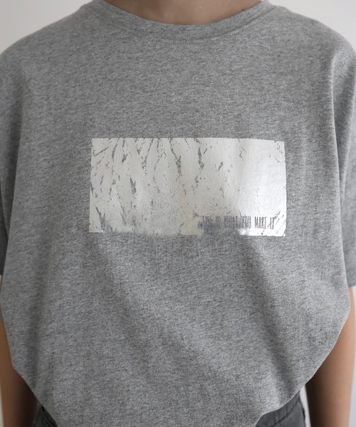 セール】シルバーヴィンテージ箔プリントTシャツ（Tシャツ