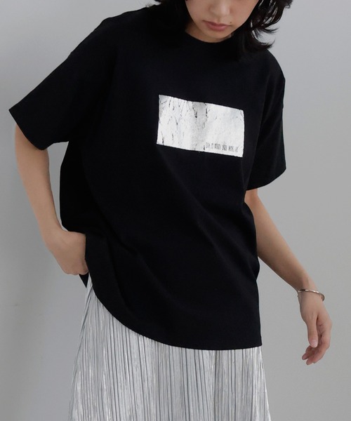 セール】シルバーヴィンテージ箔プリントTシャツ（Tシャツ